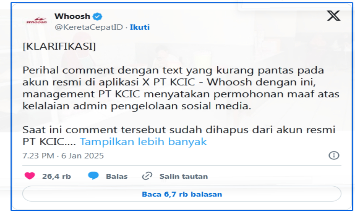 Sanksi untuk Admin Whoosh (CNN Indonesia)